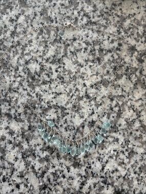 Sterling Silver Aquamarine Teardrop Fringe Necklace